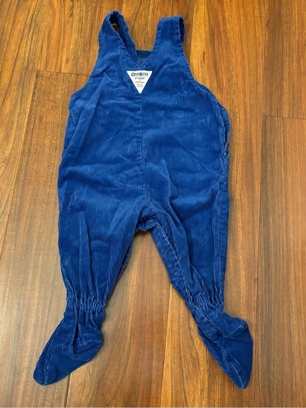 Osh Kosh B’Gosh Vintage Blue Corduroy Footed Bib Overalls